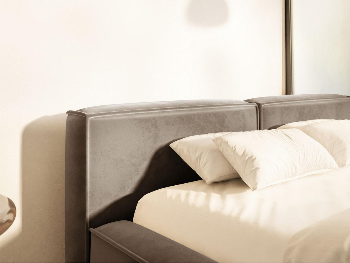 POLSTERBETT Tilves Slim Hellbraun 140x200 cm - Hellbraun/Schwarz, Kunststoff/Textil (140/200cm) - Selsey