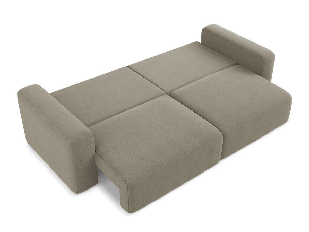 3-SITZER SOFA mit Schlaffunktion Strukturstoff Stoff Beige - Beige/Schwarz, Kunststoff/Textil (244/79/102cm) - Makamii