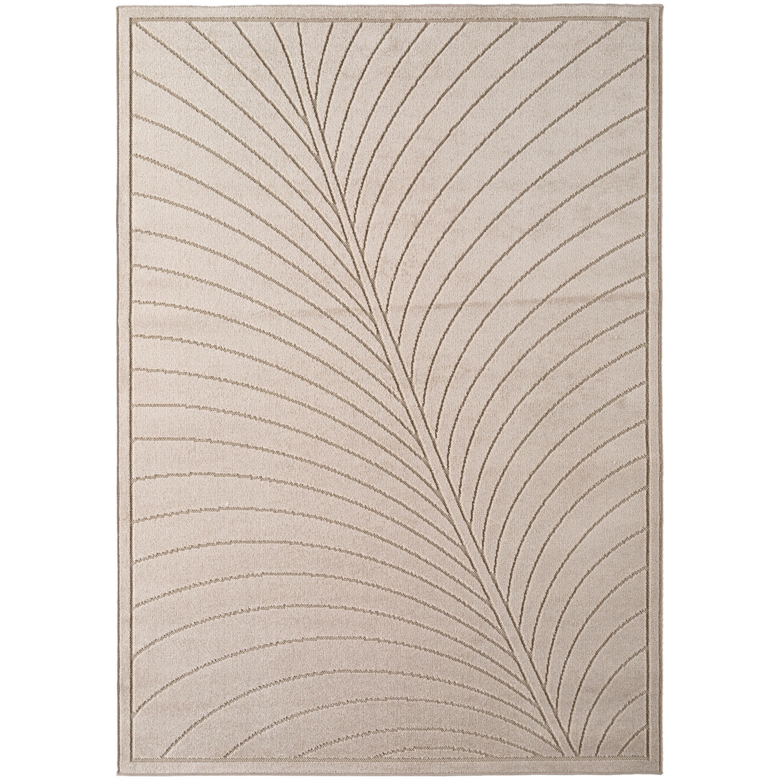 TEPPICH Outdoor, Fußbodenheizung-geeignet, mit Blattmotiv, aus Polypropylen, ENGADIN in Beige, 200 x 290 cm - Beige, Textil (200/290cm) - KADIMA DESIGN