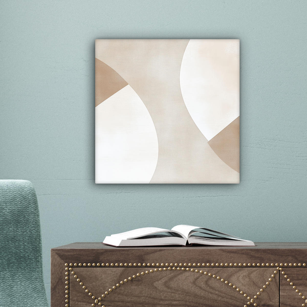 LEINWANDBILD Braun - Japandi - Abstrakt Deko Wohnzimmer 20x20 cm - Beige, Textil (20/20cm) - MuchoWow