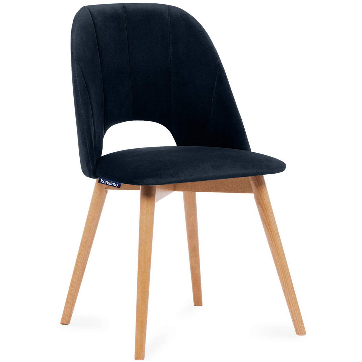 ESSZIMMERSTUHLE TINO 2-tlg Velours-Sitz, Dunkelblau - Eichefarben/Dunkelblau, Holz/Textil (48/86/44cm) - KONSIMO®