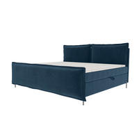 FAMILIENBETT BOXSPRINGBETT VERO PLUS Cordstoff Blau 240/200 cm - Blau/Schwarz, Holzwerkstoff/Textil (240/200cm) - 99rooms
