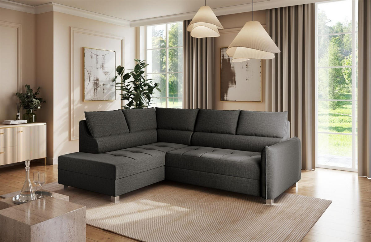 ECKSOFA Marno - Anthrazit, Holzwerkstoff/Textil (260/200cm) - Fun Möbel