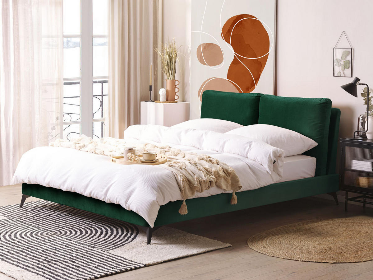 POLSTERBETT 160/200cm Smaragdgrün Melle - Grün, Textil (160/200cm) - Beliani