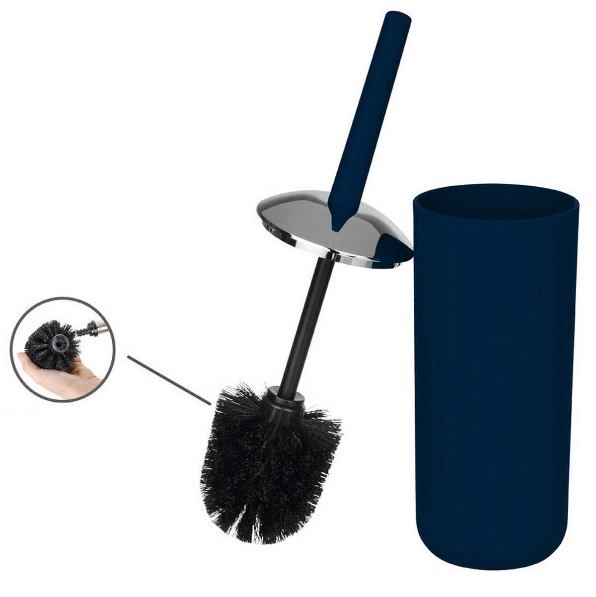 BÜRSTENHALTER dunkelblau + Toilettenbürste Brasil 10/10/37 cm - Dunkelblau, Kunststoff (10/37/10cm) - Wenko
