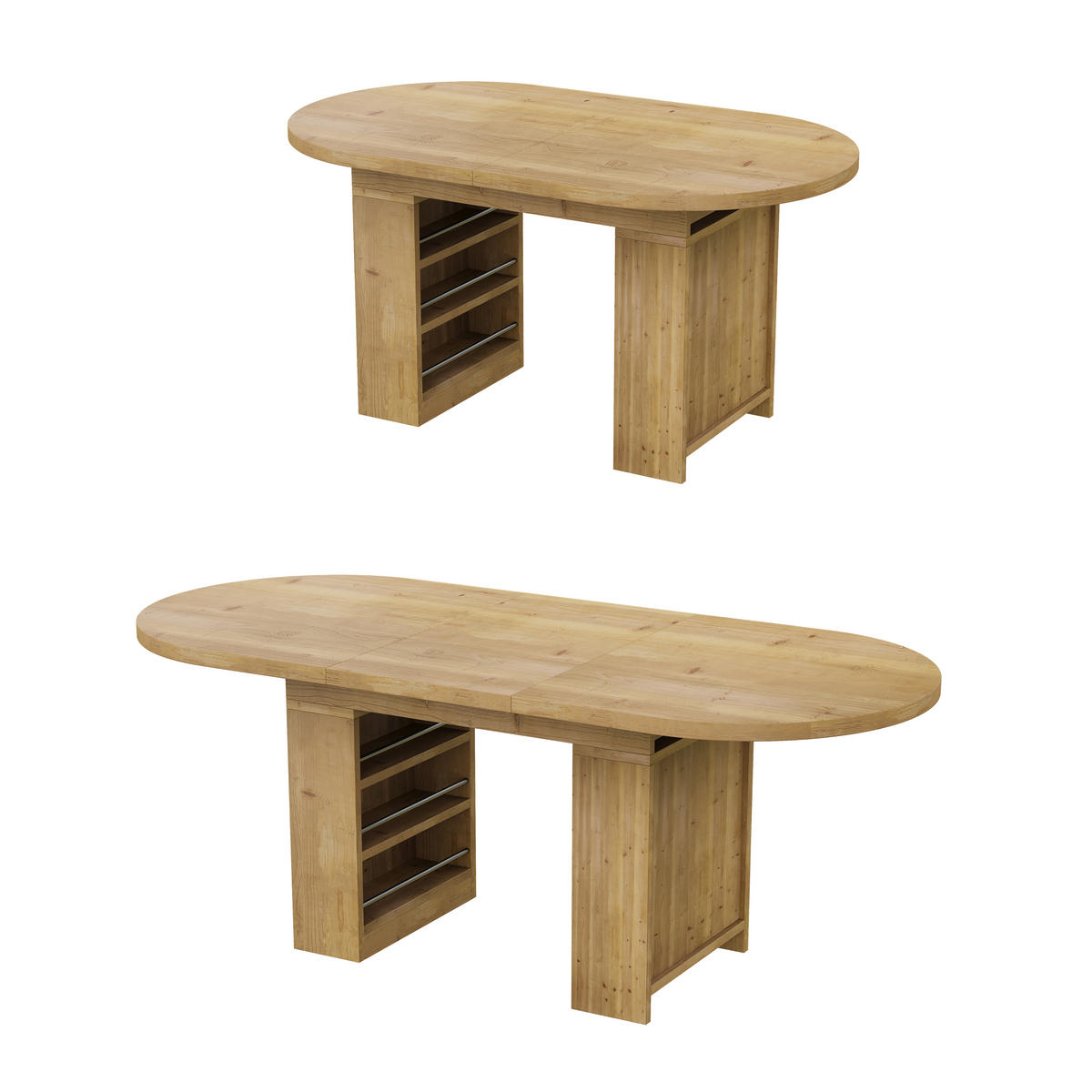 ESSGRUPPE 1+4 Ausziehbarer Tisch 150-200cm Eiche & 4 Vintage Stühle Braun - Eichefarben, Holzwerkstoff (200/76/90cm) - Urban Meuble
