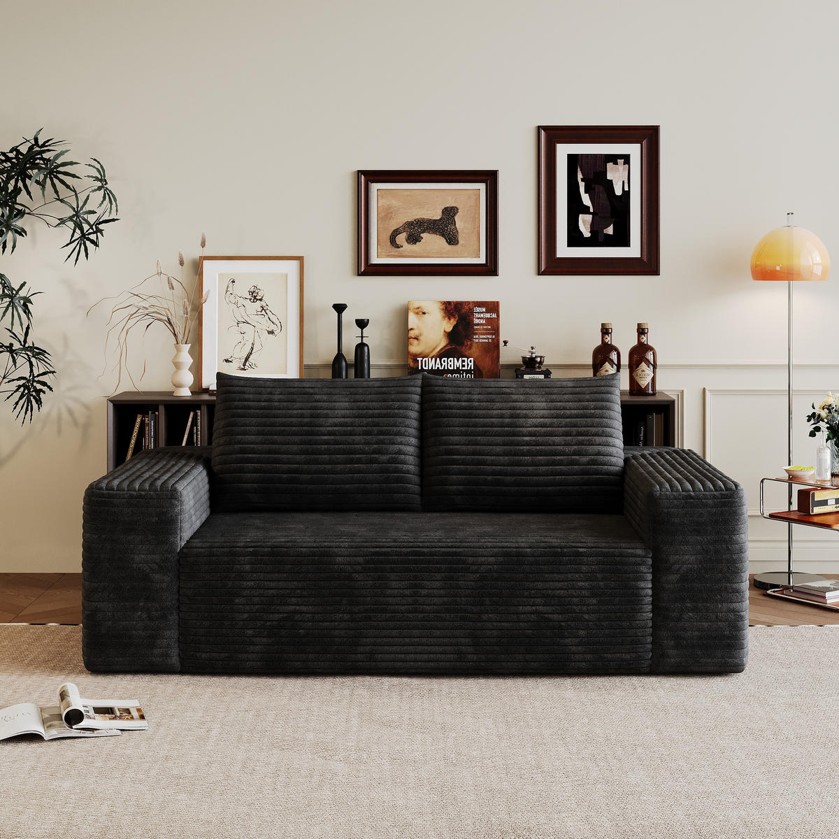 2-SITZER-SOFA DE-34704 Boneless-Modul Schwarz - Schwarz, Textil (90/83/180cm) - ComfortXL