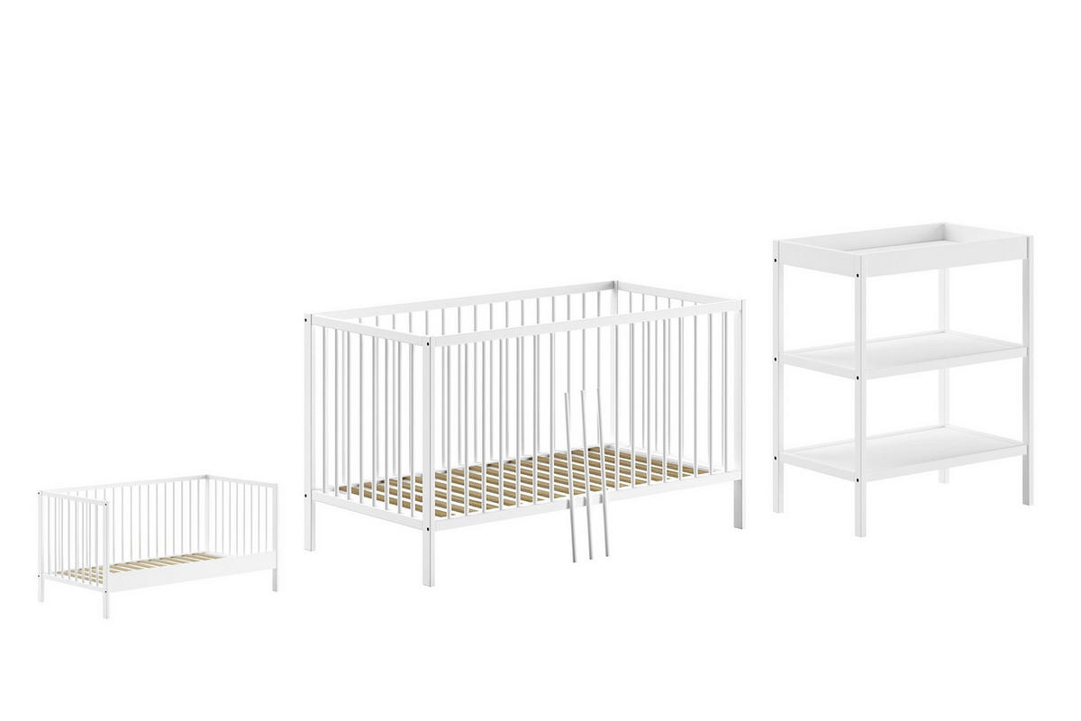 BABYZIMMER Set Kara-lynn 5 Komplettset Massivholz Buche Weiß - Weiß, Holz (223/95/76cm) - 58aufmkessel