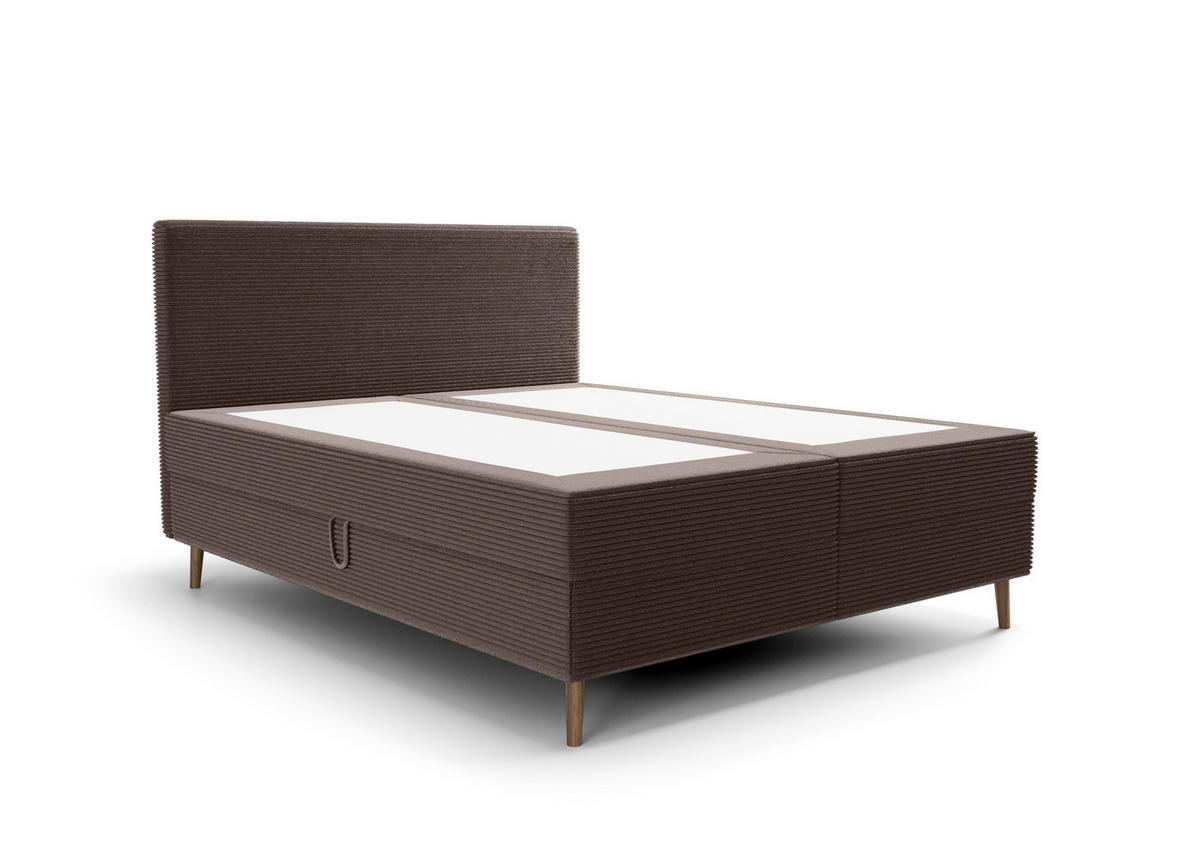 BOXBETT NARA mit Matratze H3, Bonell und Topper 180x200 POSO 004 - Braun, Textil (180/200cm) - Bedante