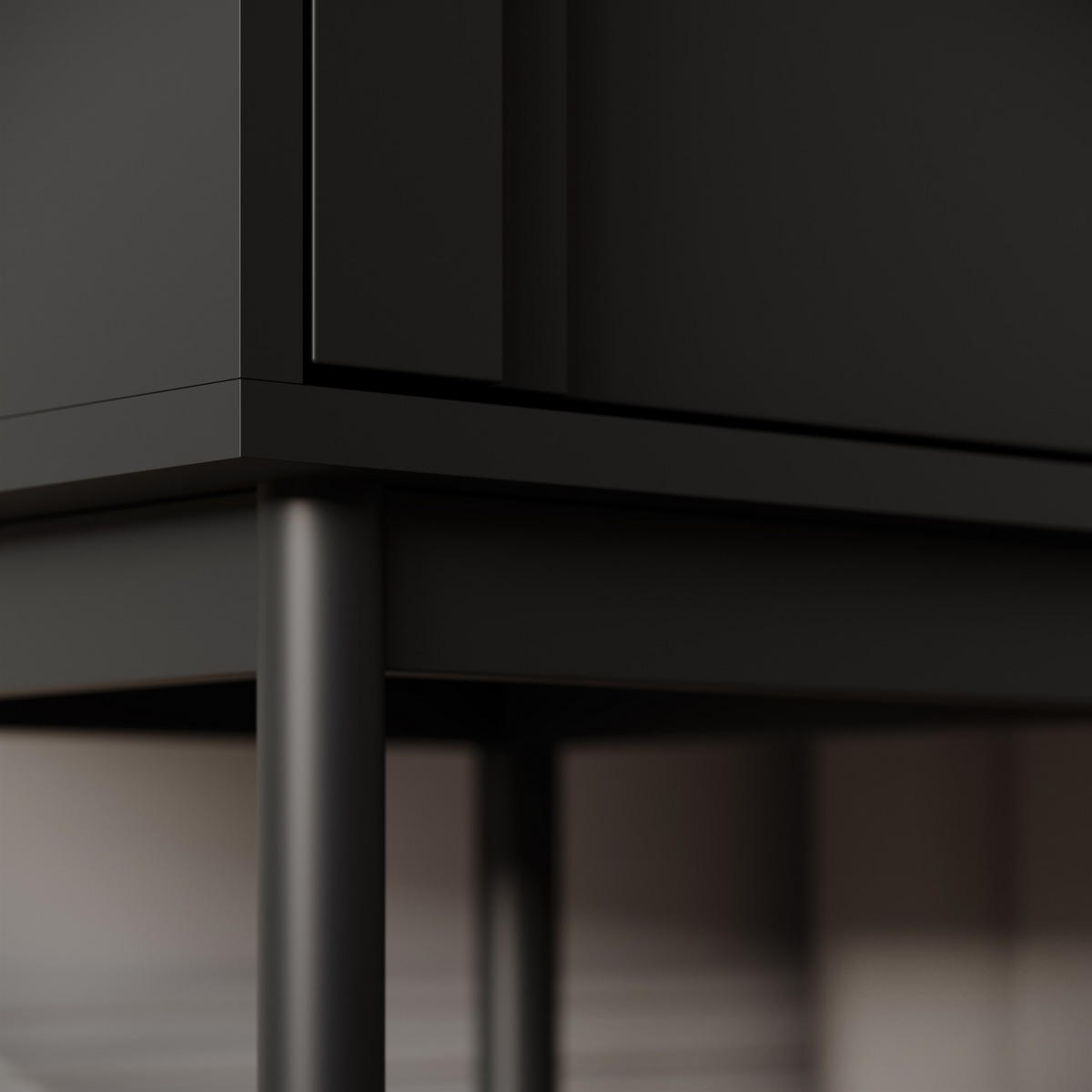 NACHTTISCH LIBERTY auf Holzbeinen schwarz - Schwarz, Holzwerkstoff (41.3/53.5/39cm) - Lookway