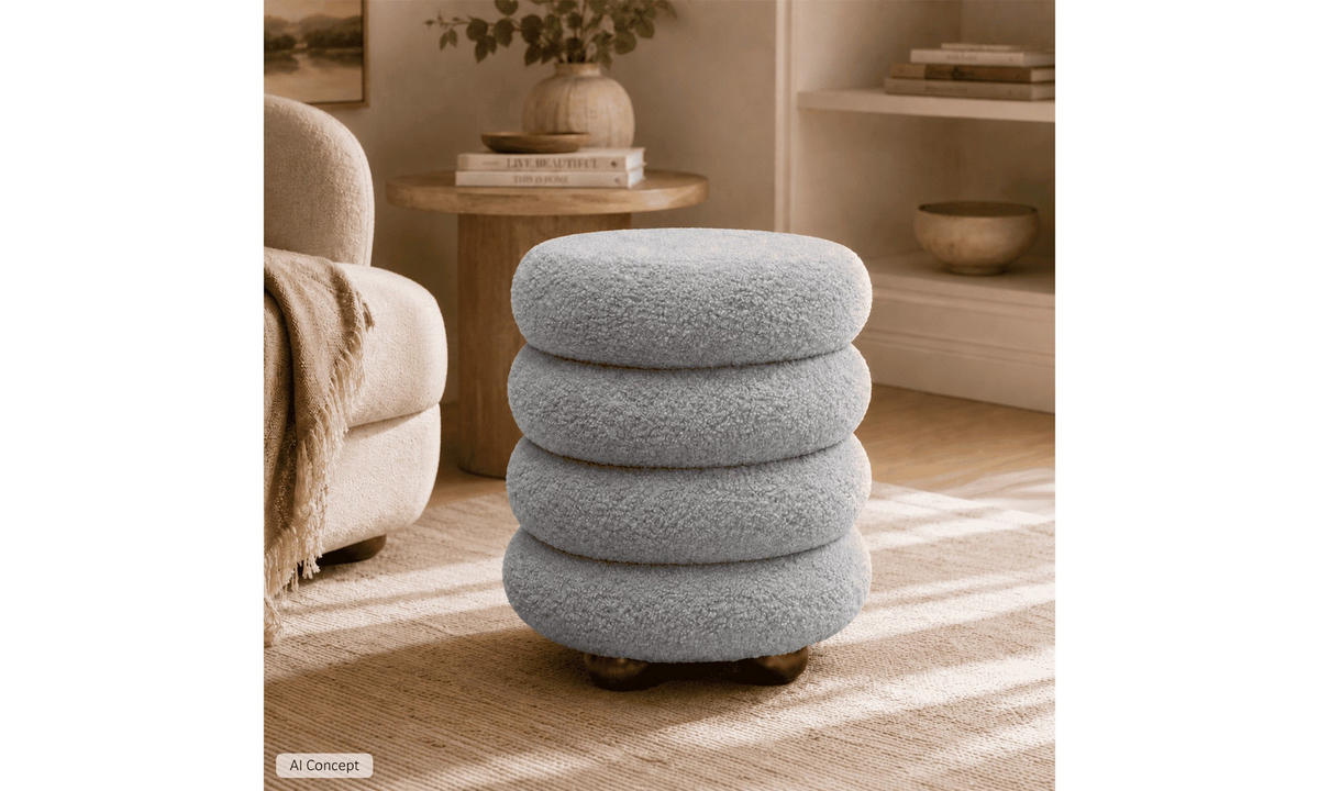 HOCKER NOLLIE 34/34/40 cm Grau - Braun/Grau, Holz/Textil (34/40/34cm) - Lookway