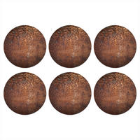 GLASUNTERSETZER 6er-Set Rund Stahl - Rost - Bronze - Struktur 10x10 cm - Rostfarben, Naturmaterialien (10/0.2cm) - MuchoWow