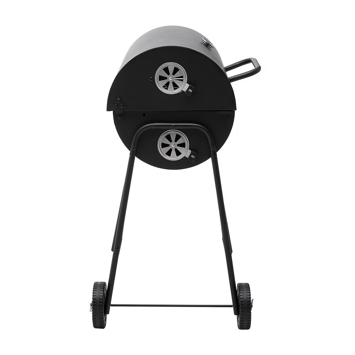HOLZKOHLEGRILL mit Rollen aus Kohlenstoffstahl in Schwarz für draußen Carbonstahl groß mobil – ideal für Familienfeiern 79 x 68 x 90 cm 10,5 kg - Schwarz, Metall (68/90/79cm) - Livingandhome