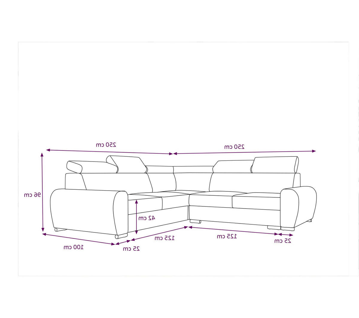 ECKSOFA APOLLO,mit Schlaffunktion und Bettkasten, Farbe: Dunkelgrau, Kunstleder, Ottomane Rechts - Dunkelgrau, Textil (255/255cm) - O-Sofa