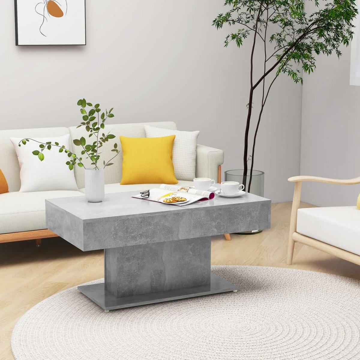 COUCHTISCH Betongrau 96x50x45 cm Holzwerkstoff - Grau, Holzwerkstoff (50/96/45cm) - furnicato