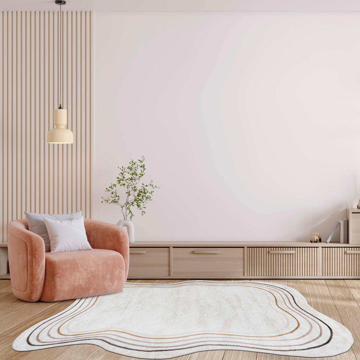 TEPPICH Beige Abstrakt - Kurzflor Unregelmäßig Unregelmäßige Form - Weiß Ecru Creme - 140 x 200 cm - Champagner, Textil (140/200cm) - Mazovia