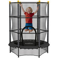TRAMPOLIN DE-18988 Ø140 cm mit Sicherheitsnetz Schwarz - Schwarz, Metall (140/140cm) - ComfortXL