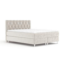 BOXSPRINGBETT Otus Ecru 140/200 cm mit Latex-Topper - Ecru/Silberfarben, Holz/Holzwerkstoff (140/200cm) - Maison de Reve