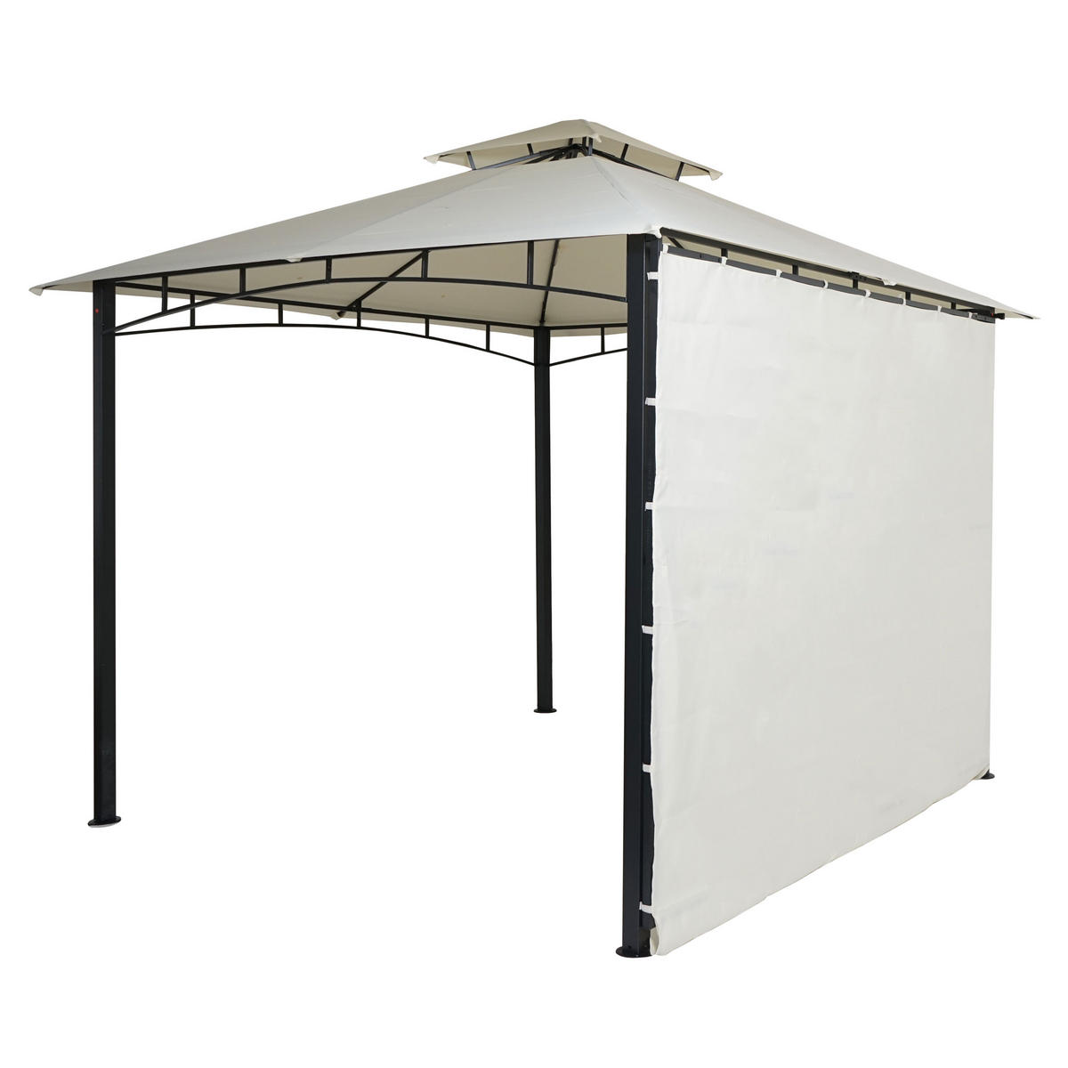 PERGOLA STAHL + SEITENWAND Cremeweiß - Weiß, Textil (490/275/250cm) - MCW