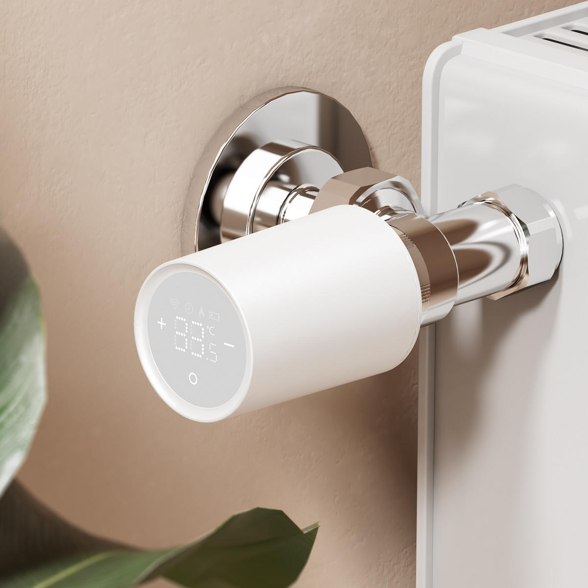 THERMOSTATKOPF mit Temperaturanzeige Weiß - Weiß, Kunststoff (2.5/8.2/2.5cm) - EMKE