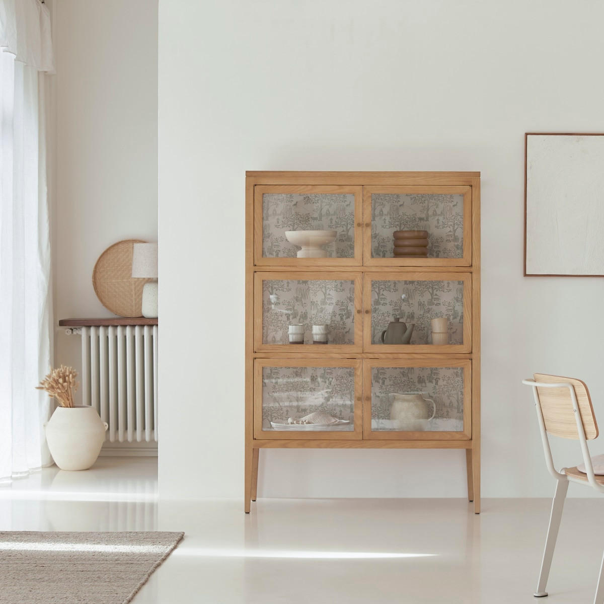 VITRINENSCHRANK Tana Natur aus Eiche - Naturfarben, Holz (110/160/40cm) - Tikamoon