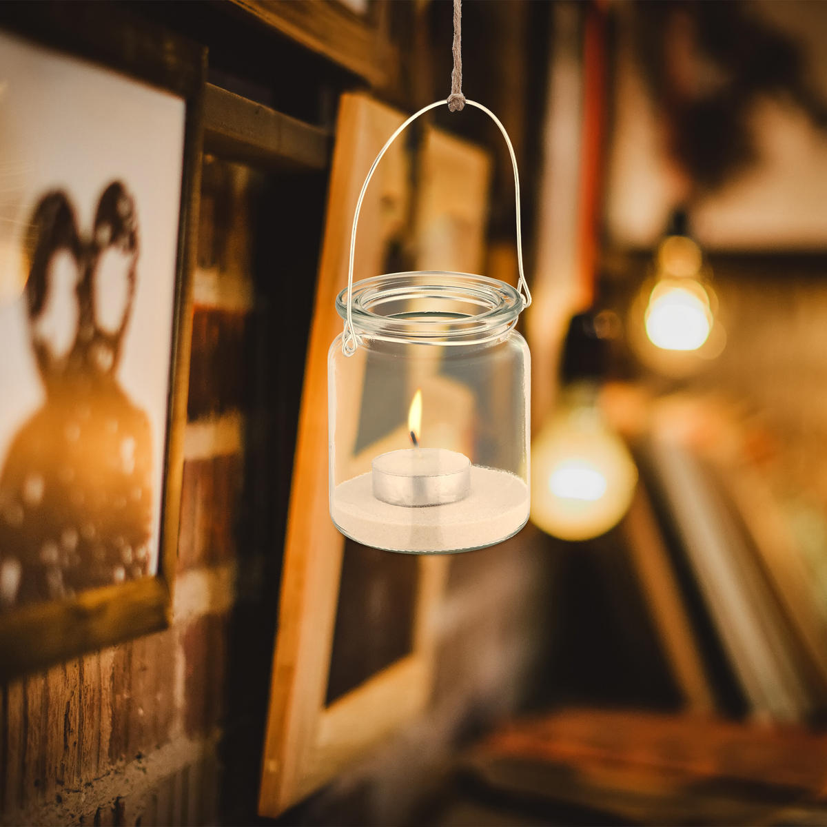 12xWINDLICHT - Transparent, Glas/Metall (8/9.5/8cm) - Relaxdays