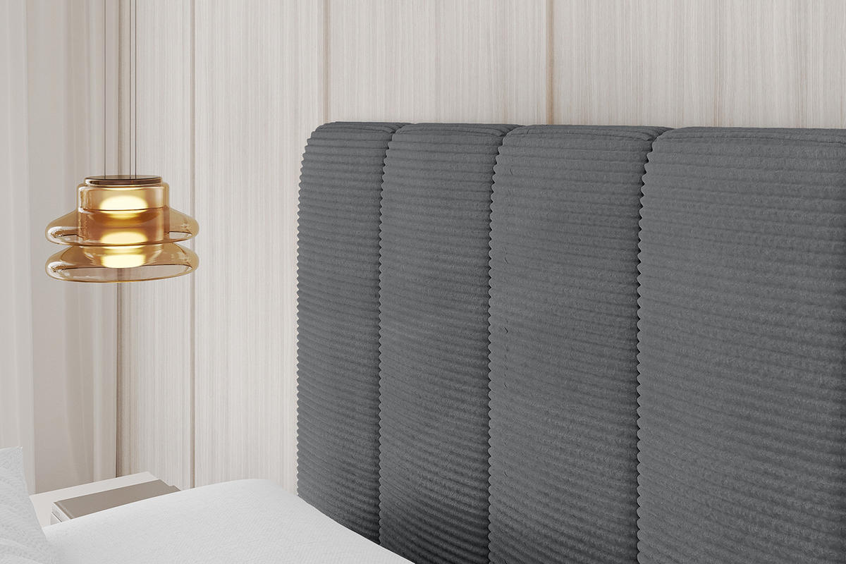 POLSTERBETT mit Bettkasten, Fußteil und Lattenrost, Boxbett mit Matratze H3/H4 - FINO-Z 180x200 Dunkelgrau - Anthrazit, Holzwerkstoff/Textil (180/200cm) - ALTDECOR