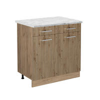 KÜCHENUNTERSCHRANK R-Line Artisan-Eiche 80 cm AP Marmor - Eiche Wotan/Eiche Artisan, Holzwerkstoff (80/81.6/60cm) - Vicco