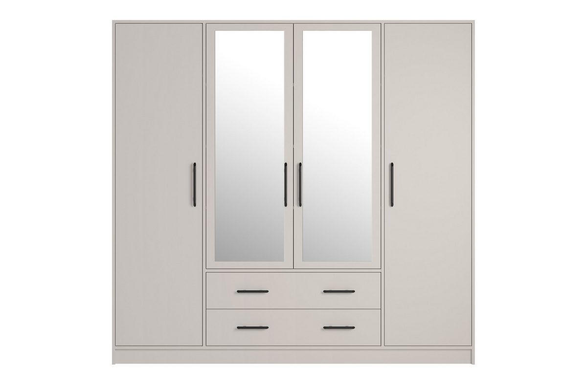 KLEIDERSCHRANK SAM SRL1 mit Spiegel 4-türig Kaschmir - Kaschmir, Holzwerkstoff (200/190/56cm) - Deine Möbel 24