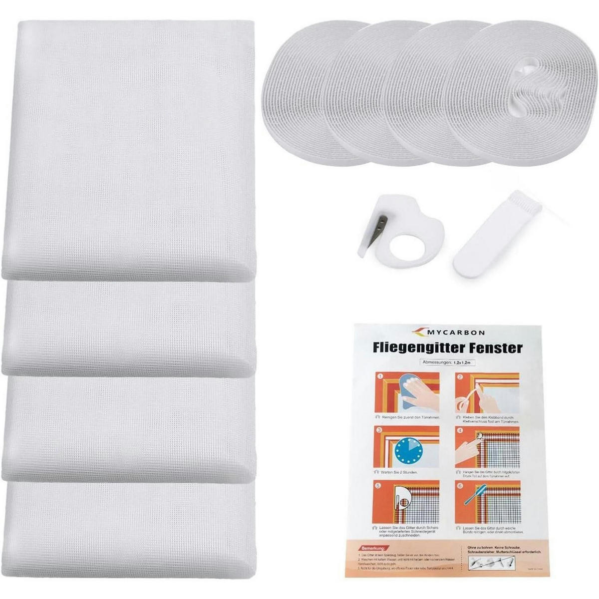FLIEGENGITTER 4er Set 110 x 130 cm Weiß - Weiß, Textil (22/30/5cm)