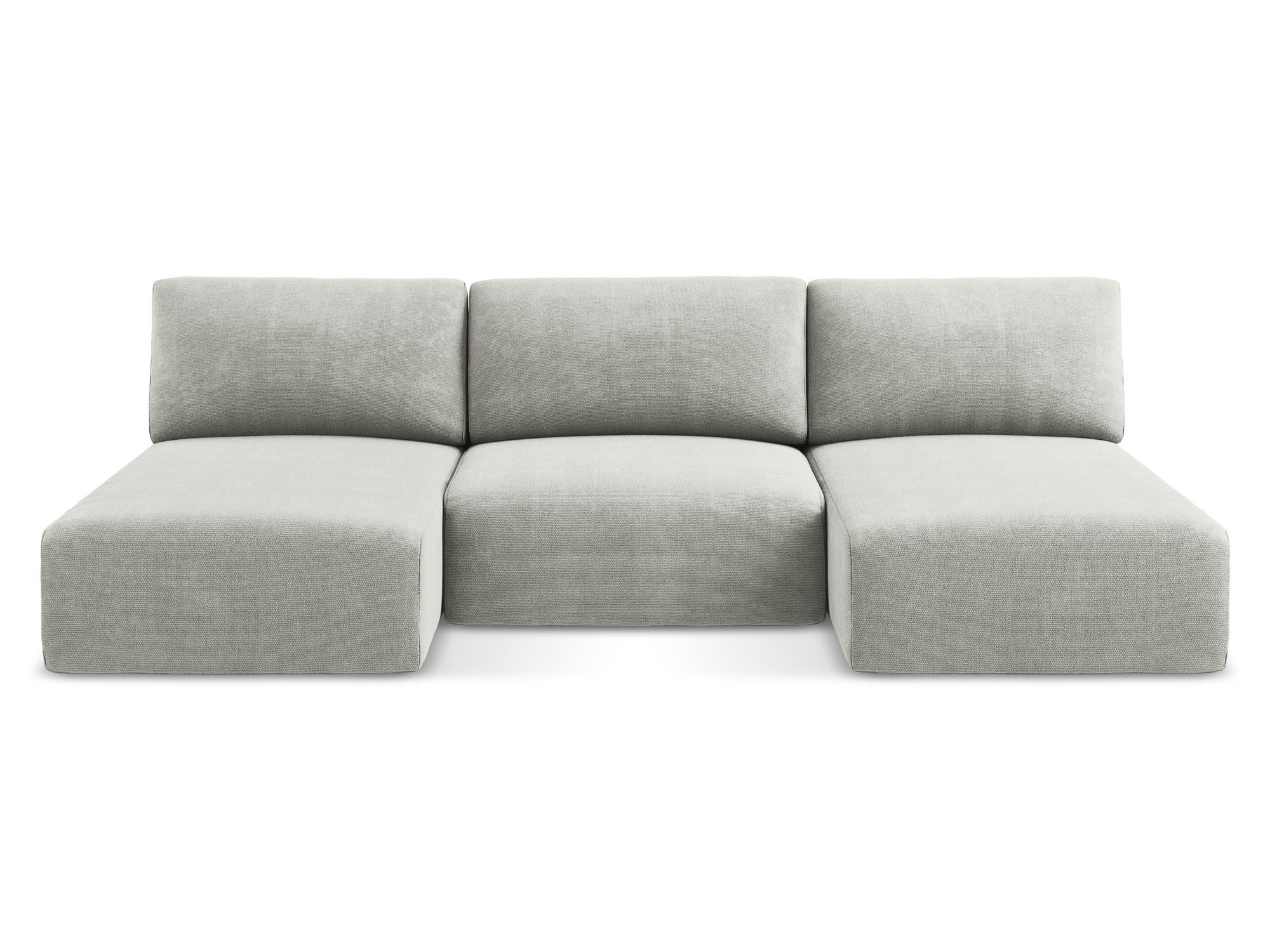 WOHNLANDSCHAFT Chenille Stoff Grau - Hellgrau/Schwarz, Kunststoff/Textil (304/79/149cm) - Makamii
