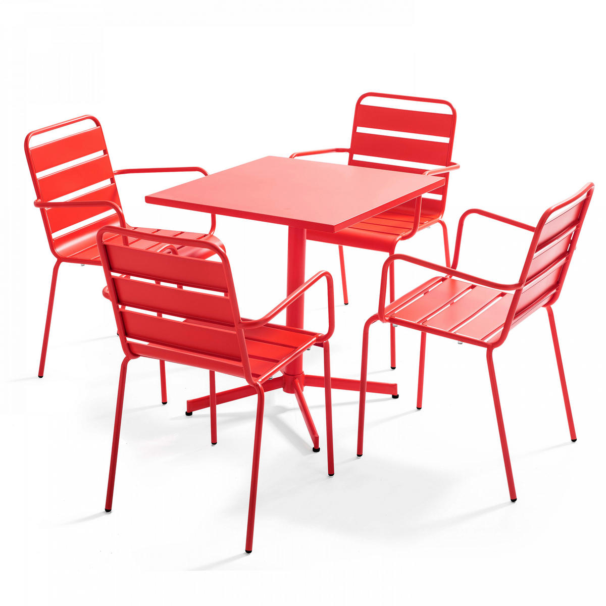GARTENTISCH , klappbar, Rot - Rot, Metall (70/70/72cm) - Oviala