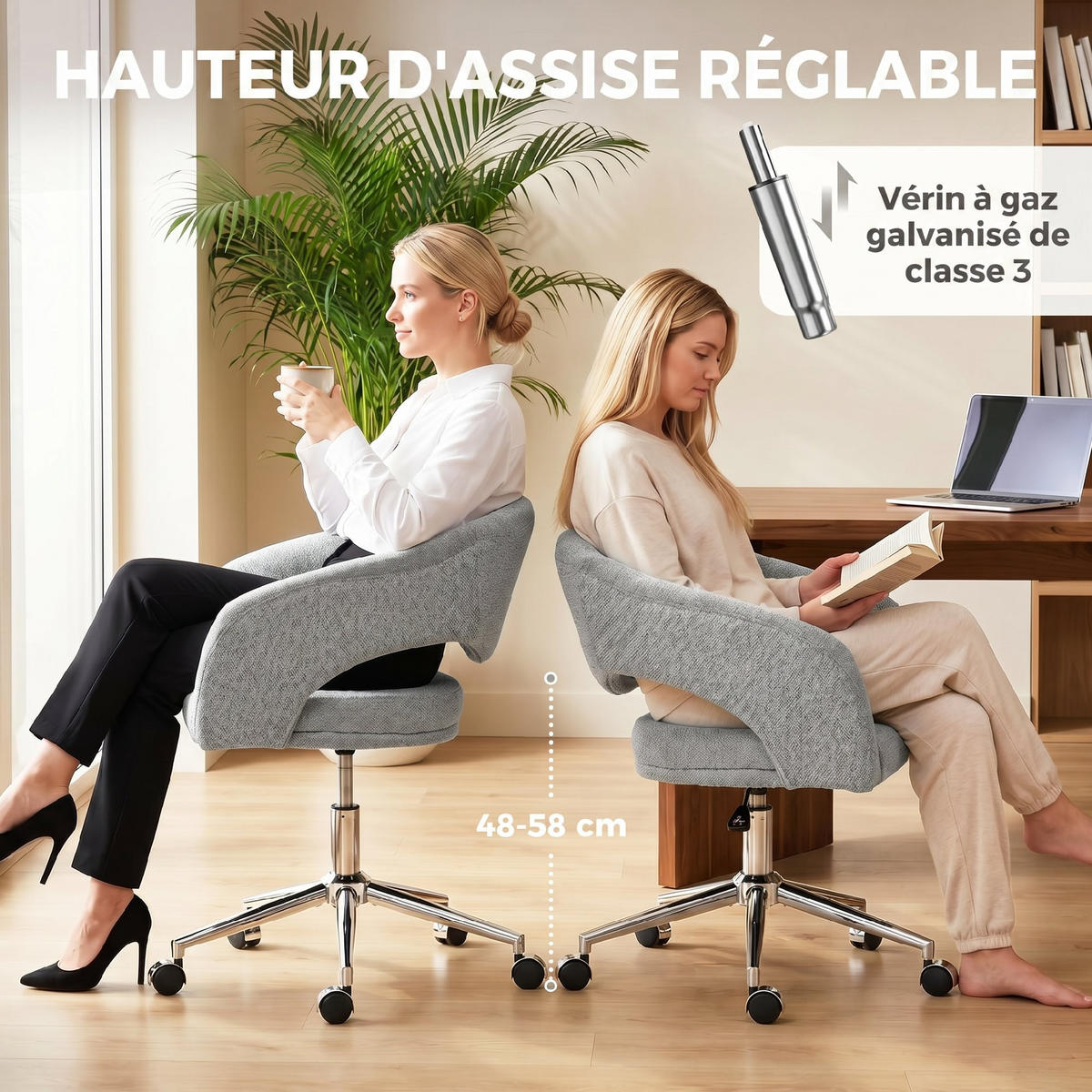 BÜROSTUHL Grau 61.5/56.0/84.0 cm - Grau, Textil (56/84/61.5cm)
