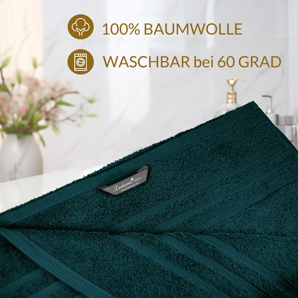 HANDTUCH Set London 8-teilig, 2x Duschtuch 70x140 + 2x Handtuch 50x100 + 2x Gästetuch 30x50 + 2x Waschlappen 30x30 Nautic - Opal - Grün, Textil (70/140cm) - Lashuma