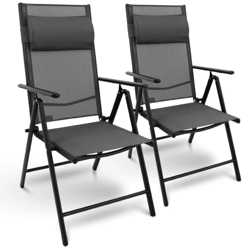 GARTENSTUHL Hochlehner Verstellbar 2er Set VOGT Anthrazit - Anthrazit, Metall (54/106/65cm) - DELUKE