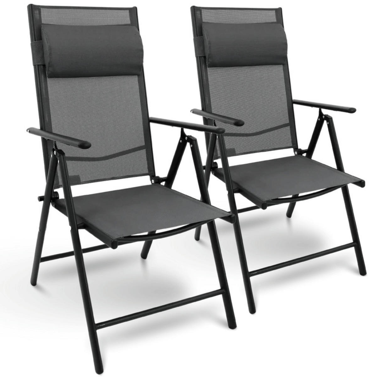 GARTENSTUHL Hochlehner Verstellbar 2er Set VOGT Anthrazit - Anthrazit, Metall (54/106/65cm) - DELUKE