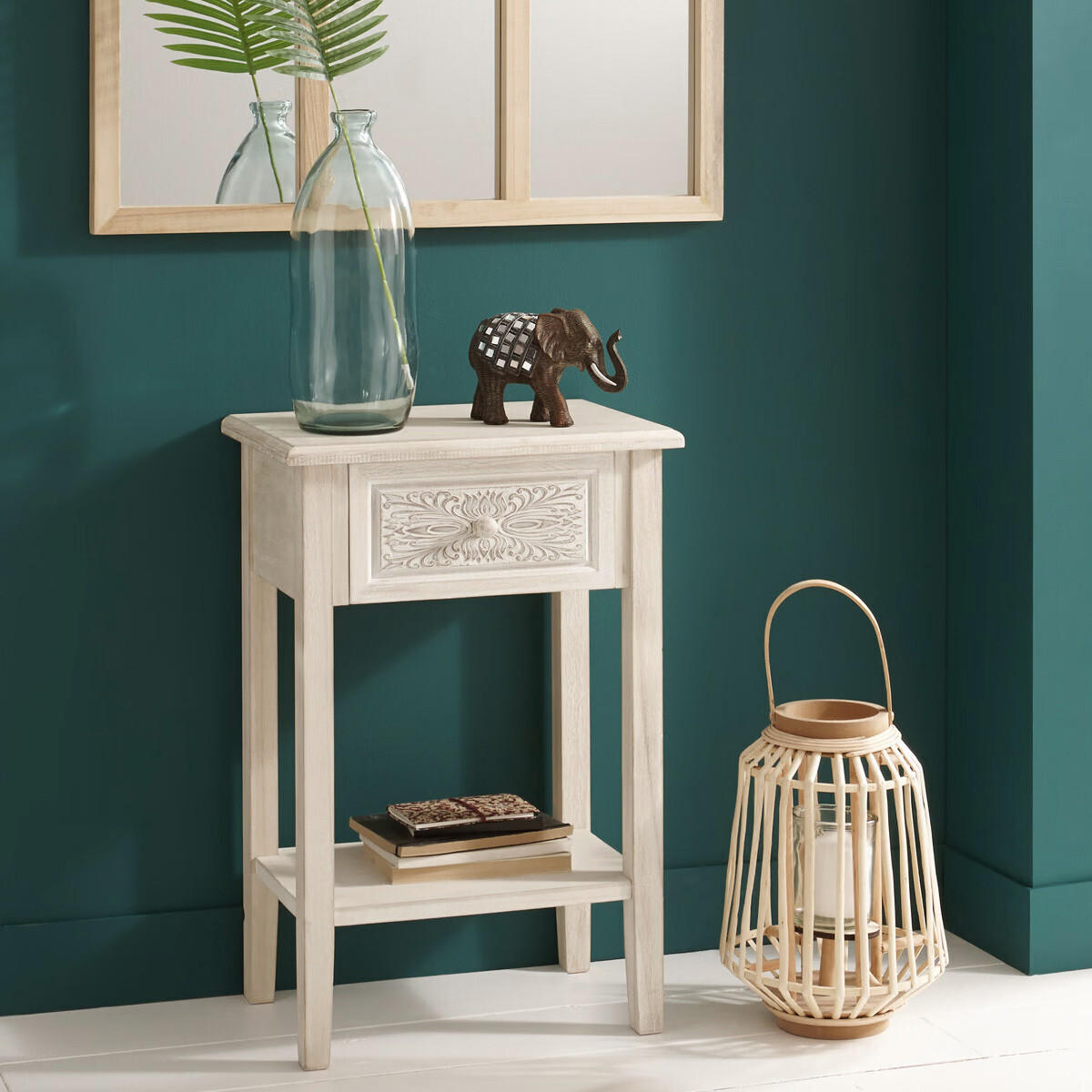 RATTAN-LATERNE H Natural 25/25/35 cm - Braun, Holz (25/35/25cm) - Atmosphera Createur d´interieur