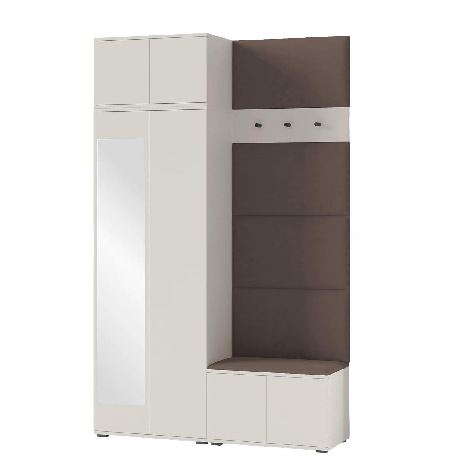 GARDEROBE NAPOLI 4 mit POLSTERPANEELEN BRAUN - Braun, Holzwerkstoff (140/229/40cm) - Jerpax