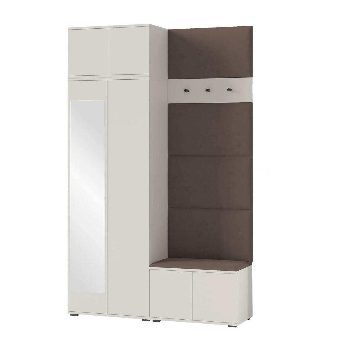 GARDEROBE NAPOLI 4 mit POLSTERPANEELEN BRAUN - Braun, Holzwerkstoff (140/229/40cm) - Jerpax