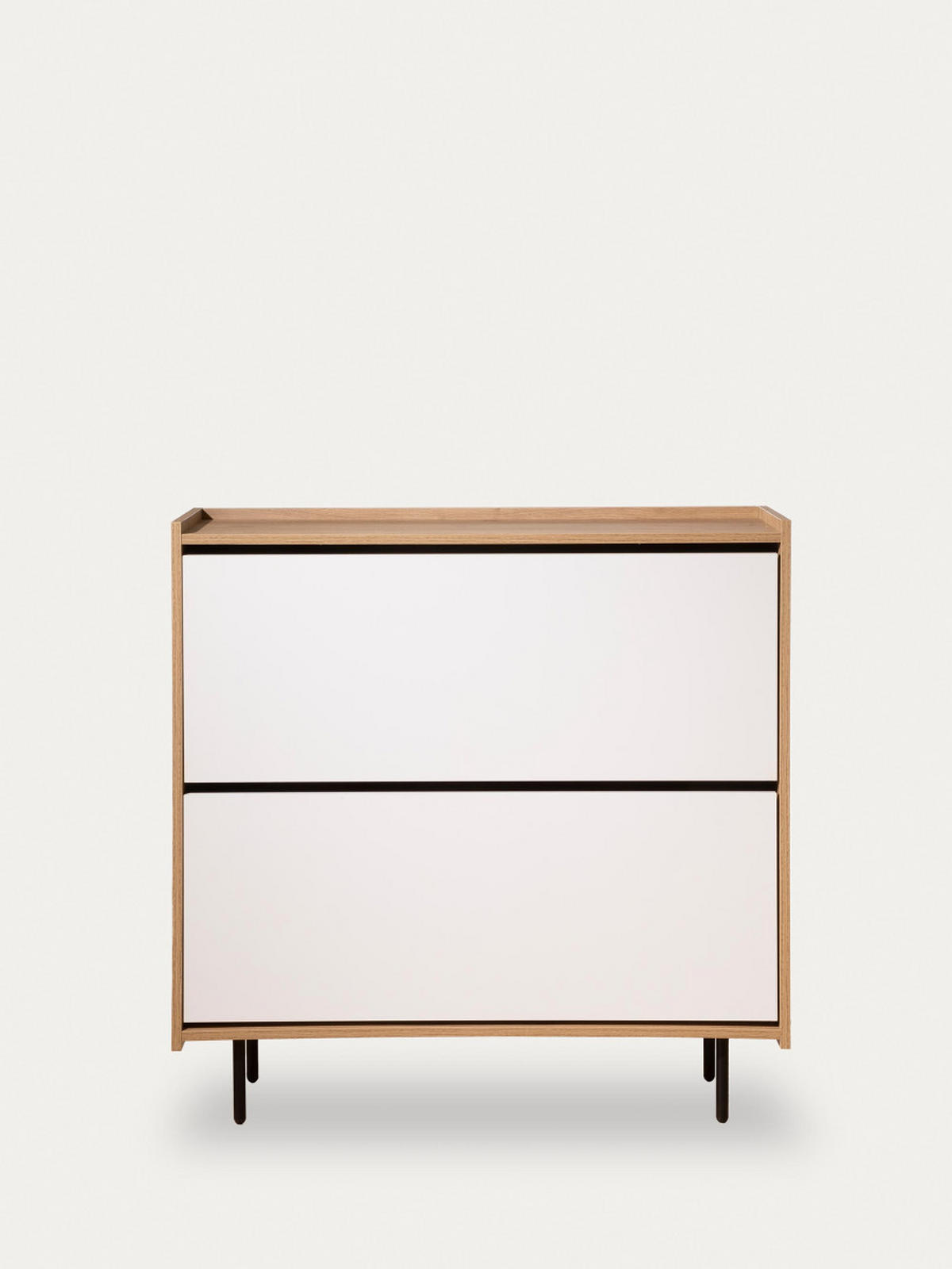 SCHUHKIPPER Nadine Natur - Weiß 97.5 cm x 98.5 cm - Braun, Holzwerkstoff (97/98/30cm) - Kenay Home