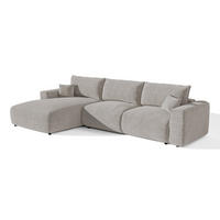 LINKSECK-SCHLAFSOFA mit Stauraum COMO Bouclé-Stoff Hellgrau 297cm - Hellgrau/Grau, Textil (297/167cm) - Premium Interiors