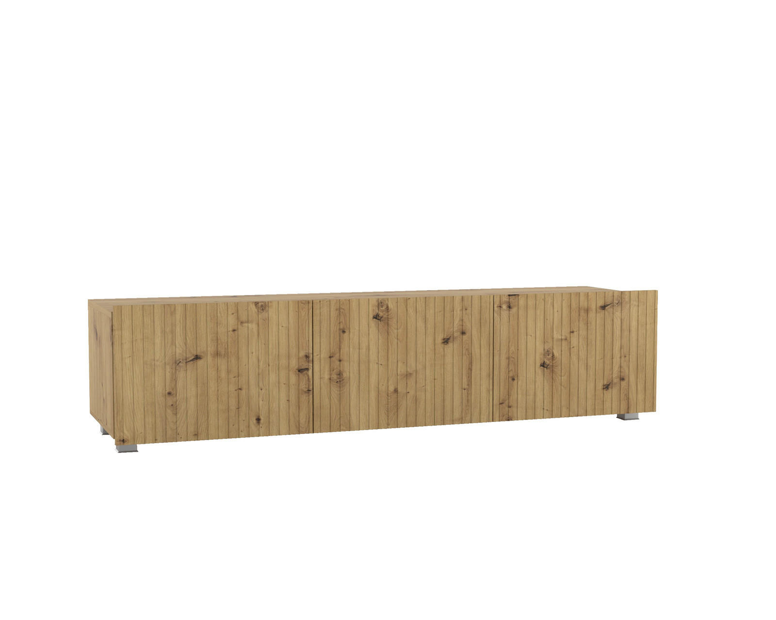 TV-LOWBOARD Kolder 150 cm Artisan Eiche mit geriffelten Fronten - Silberfarben/Eiche Artisan, Holzwerkstoff/Kunststoff (150/38/43cm) - Ravio