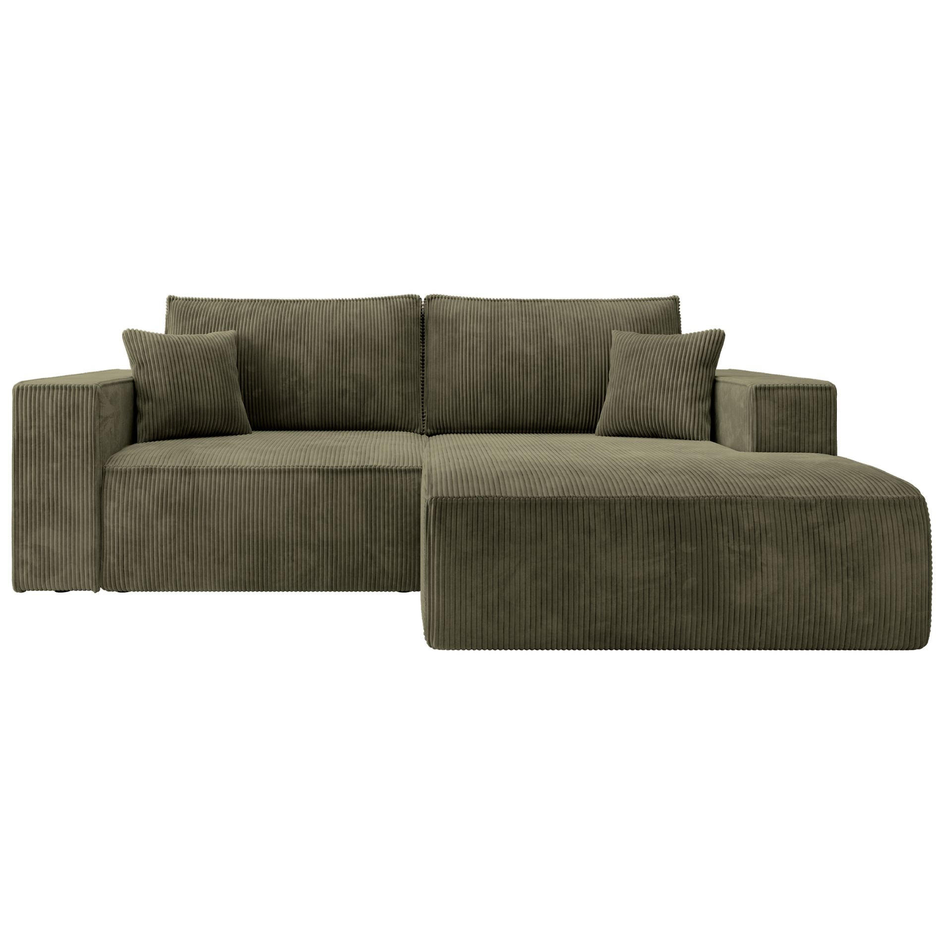 ECKSOFA Farese Mini mit Cordbezug Olivgrün, rechts - Schwarz/Olivgrün, Textil (167/240cm) - Selsey