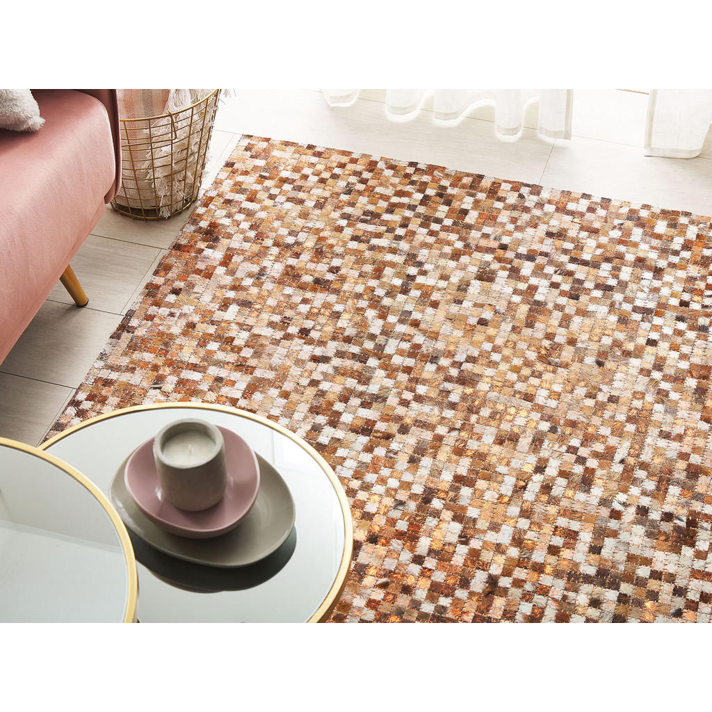 Thumbnail - Beliani Kurzflor-Teppich, Braun, Fell, Grafikmuster, Rechteckig, 160x230 cm, Teppiche & Böden, Teppiche, Naturteppiche