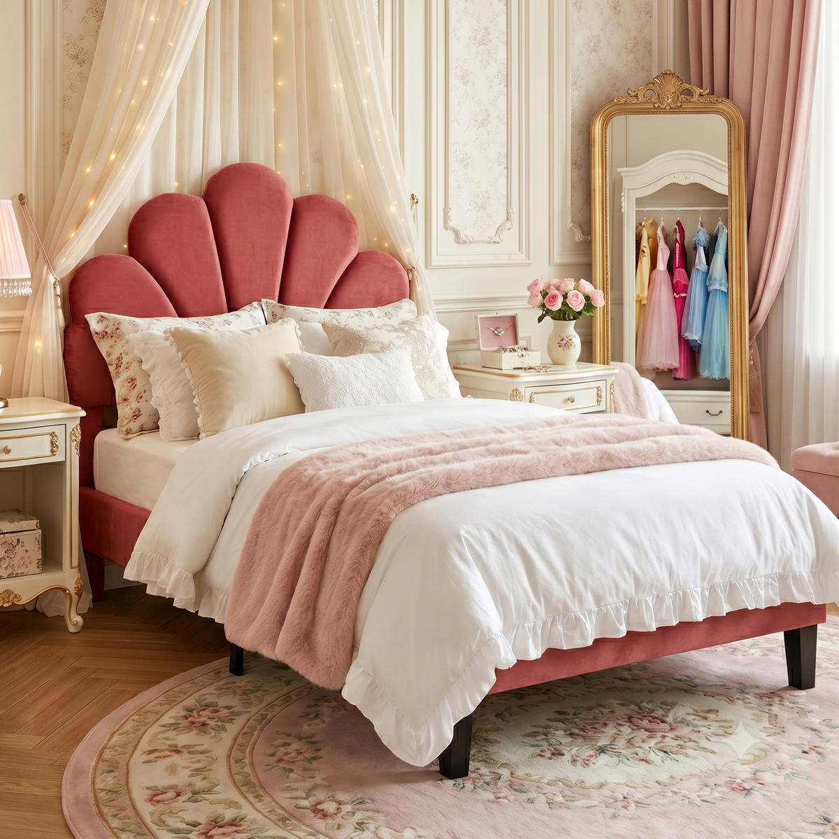 POLSTERBETT Glamour mit Höhenverstellbarem Kopfteil 90/200 cm Samt Bordeaux - Rot, Textil (90/200cm) - Creahappy