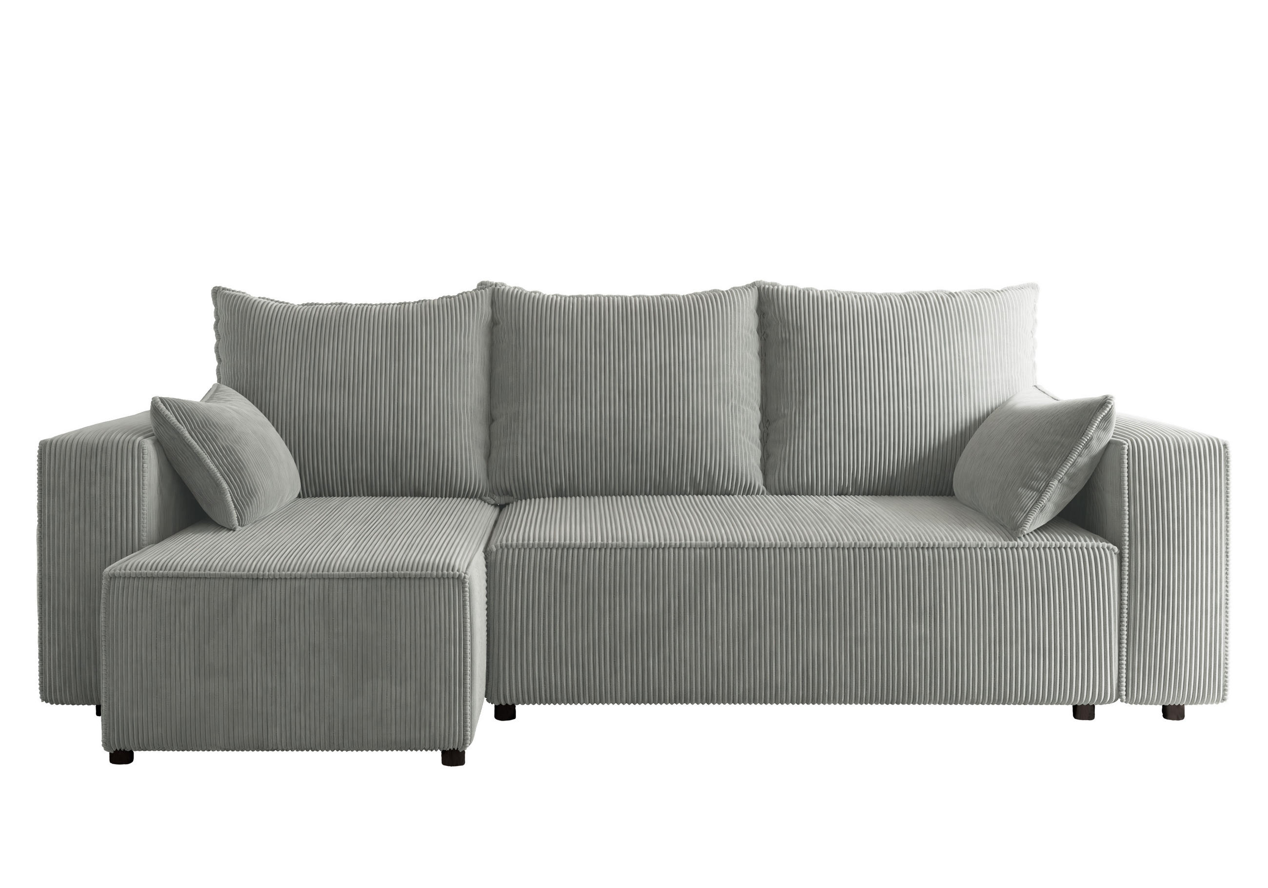 ECKSOFA Tobi mit Bettkasten und Schlaffunktion, L-Form, Cordstoff, Universal - Grau, Holzwerkstoff (246/145cm) - 4ALL HOME