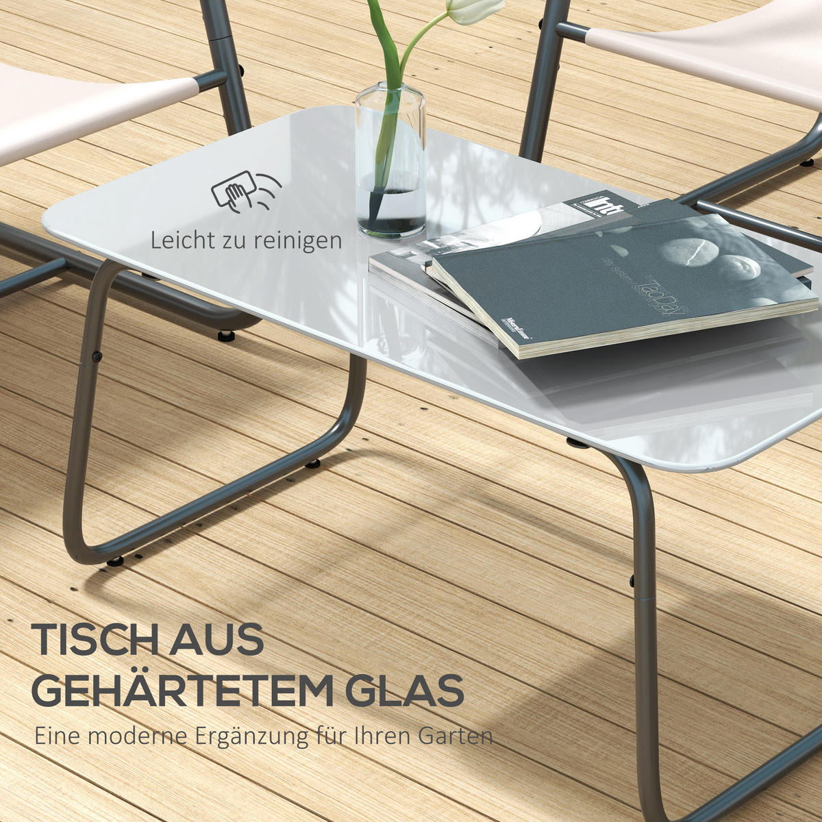 GARTENMÖBEL Set, Stahl, Mesh, Cremeweiß - Creme, Textil/Metall - Outsunny