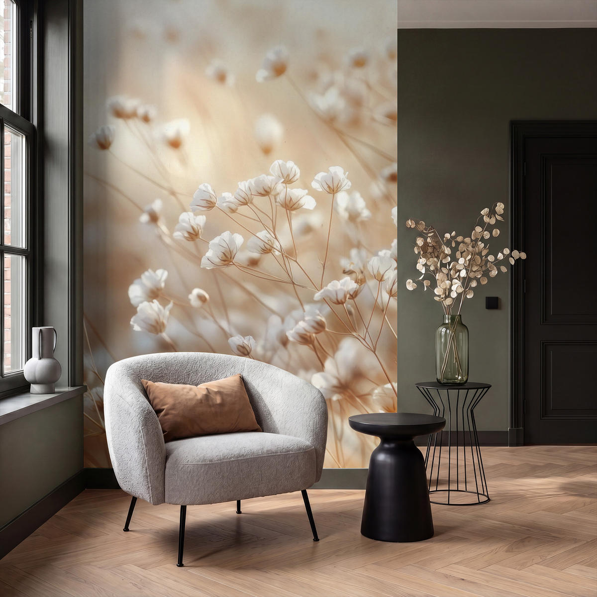 TAPETE - Wild - Blumen - Weiß - 140x240 cm - Creme, Papier (140/240cm) - OnlyWow