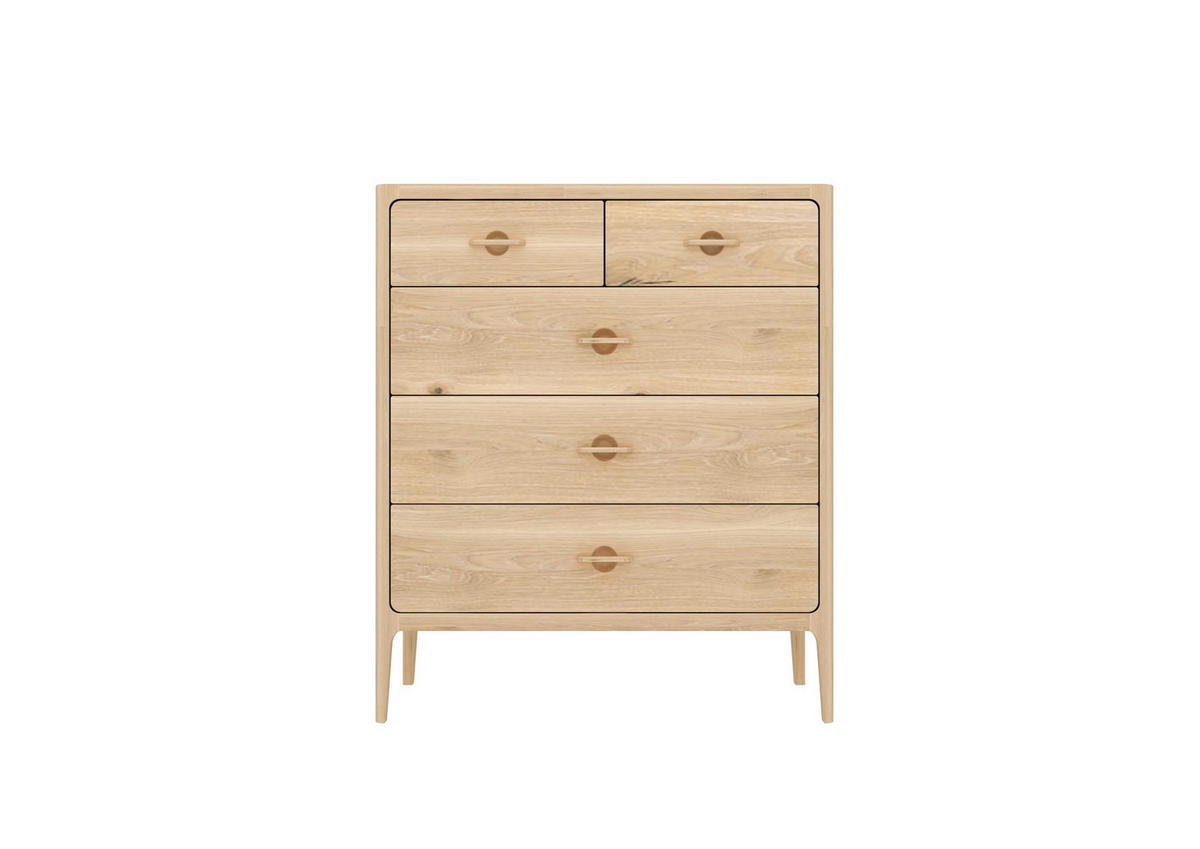 KOMMODE Elin, Natur Massiveiche - Beige, Holz (44/104.4/90cm) - WOODEK