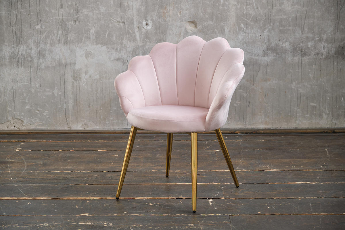ESSZIMMERSTUHL CARLA Pink Velvet - Pink/Goldfarben, Textil (65/79/58cm) - KAWOLA